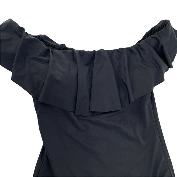 Black Off The Shoulder Ruffle One Piece Swimsuit Francescas Womens Size Small - Picture 2 of 7